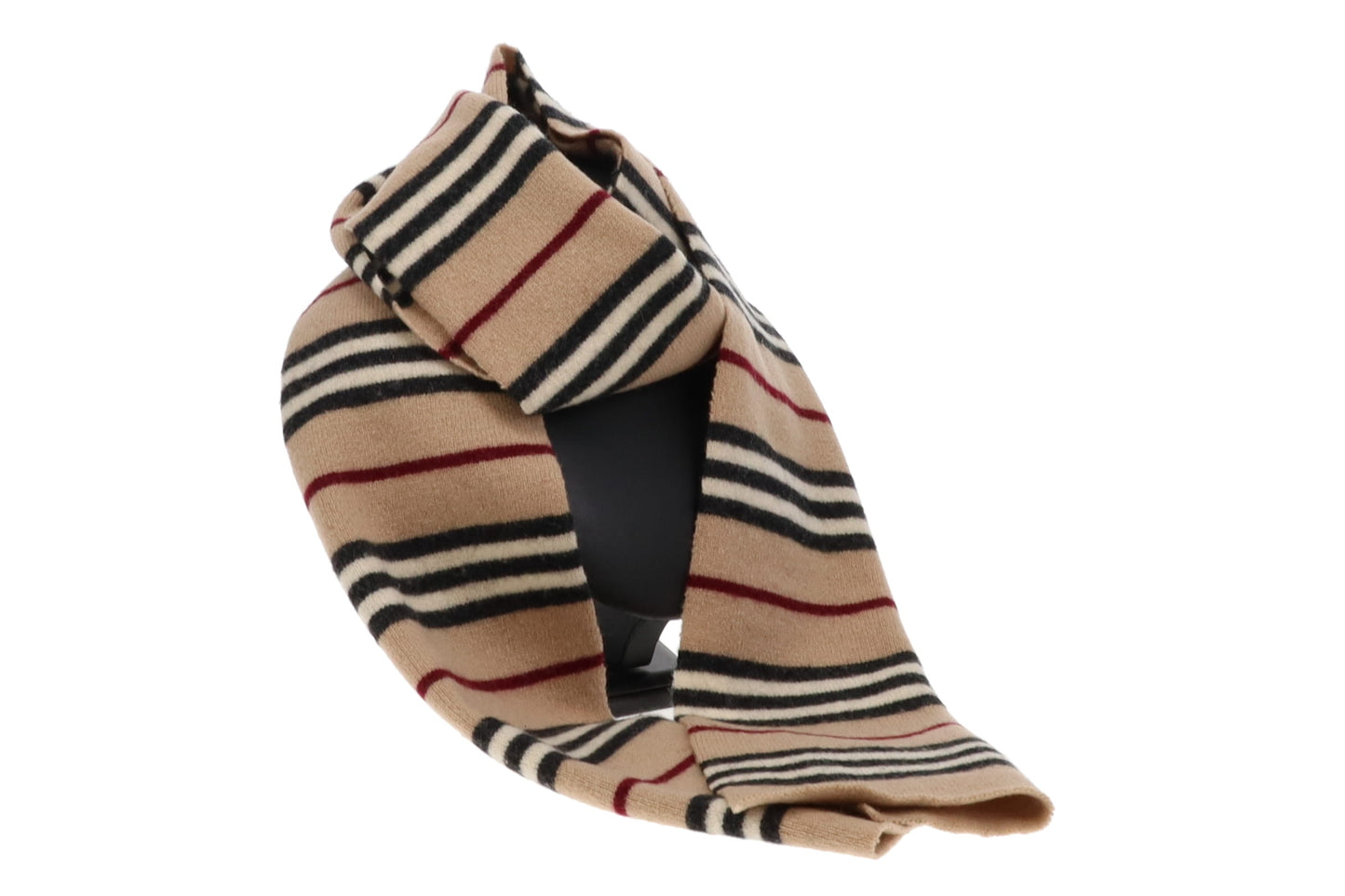 Burberry Vintage 100% Lambswool Classic Beige Striped Scarf