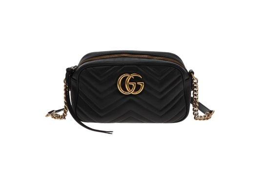 Gucci Black Leather Classic Small Marmont Camera Bag