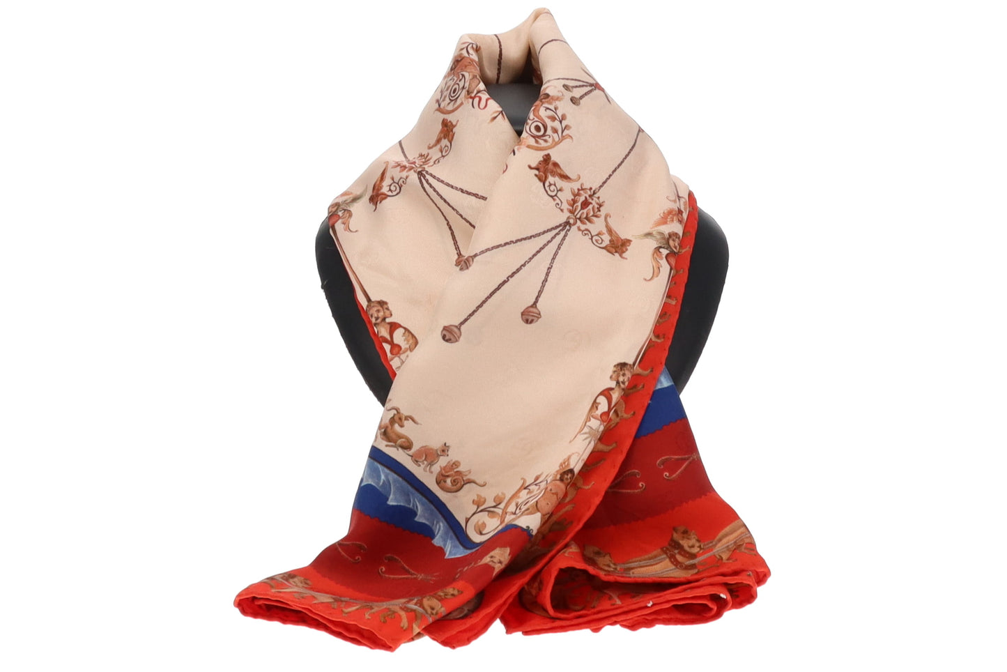 Gucci Red/Navy/Cream Dog and Cherub Scarf