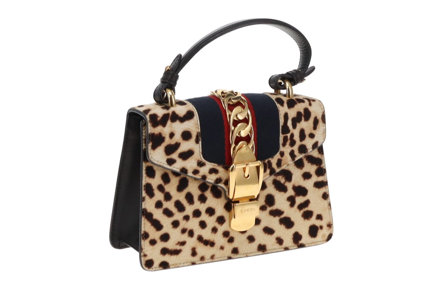 Gucci Leopard Print Pony Hair Mini Sylvie Top Handle with 2x Straps