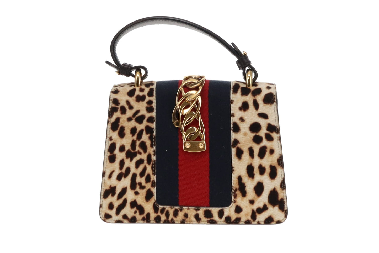 Gucci Leopard Print Pony Hair Mini Sylvie Top Handle with 2x Straps