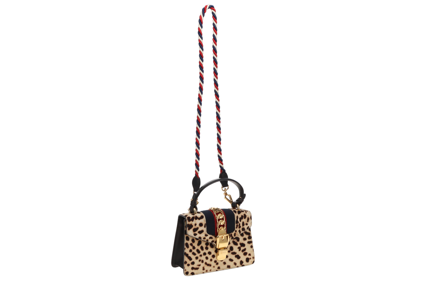 Gucci Leopard Print Pony Hair Mini Sylvie Top Handle with 2x Straps