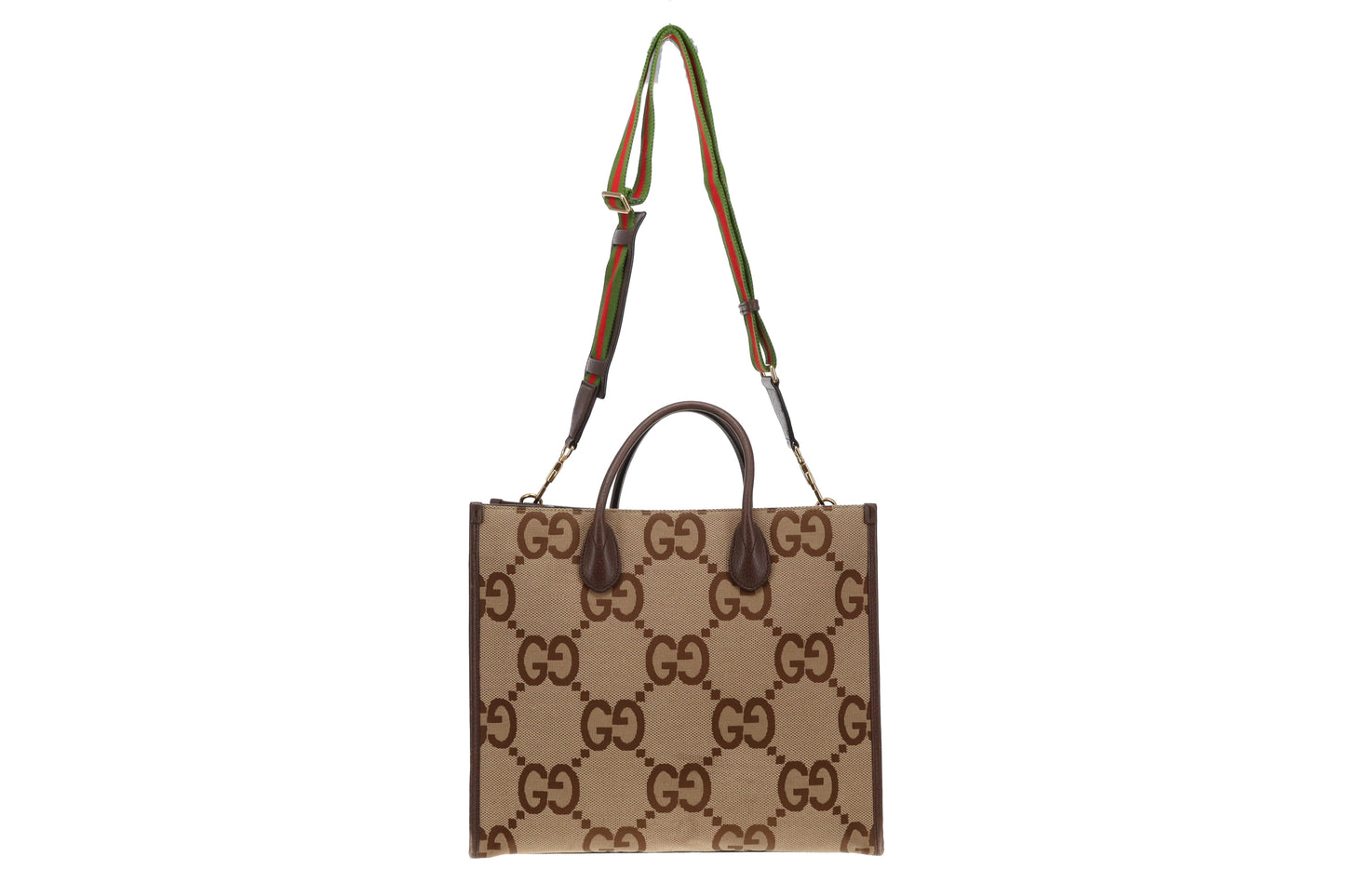 Gucci Jumbo GG Canvas Tote Bag with Web Strap