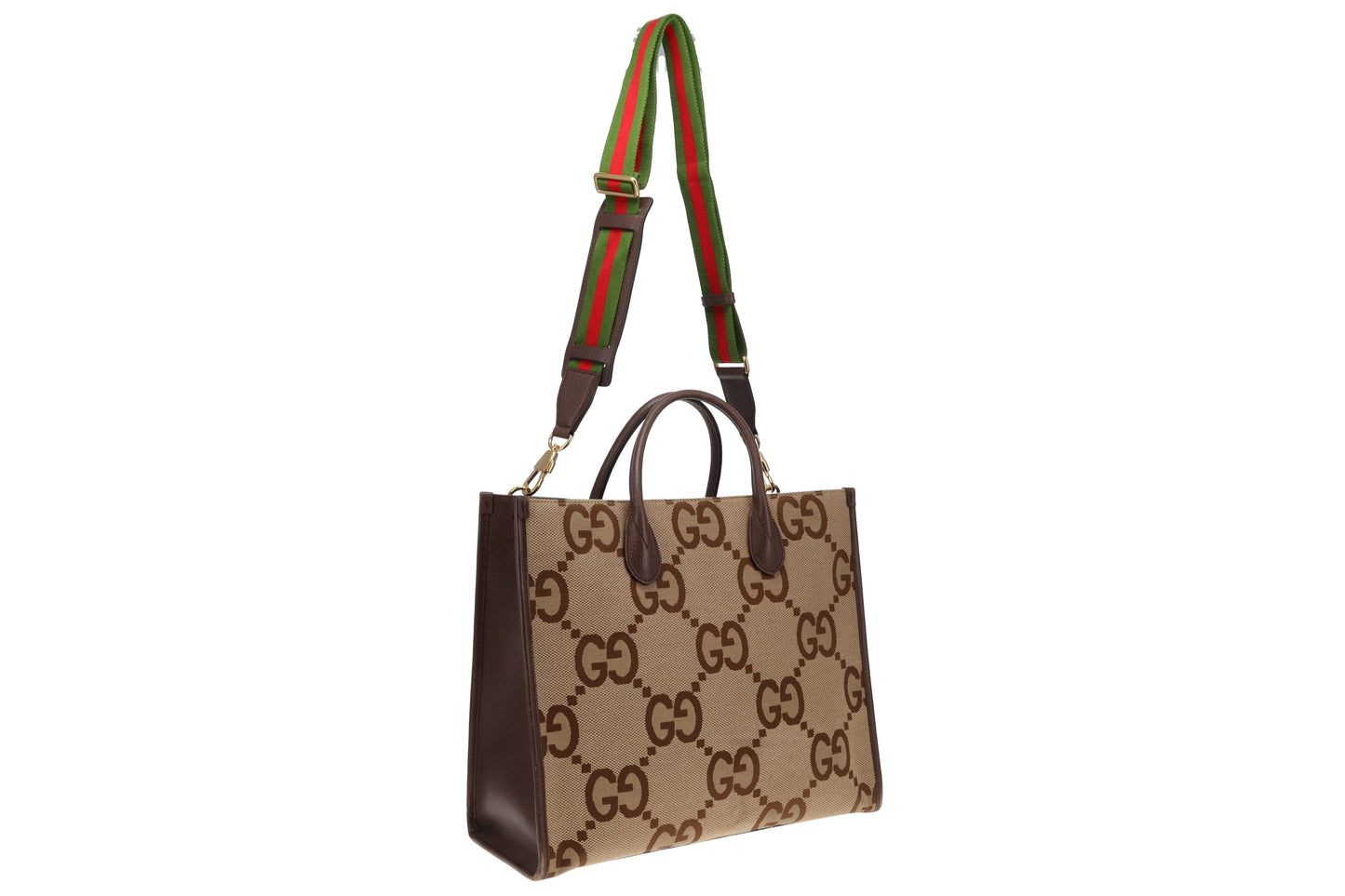 Gucci Jumbo GG Canvas Tote Bag with Web Strap