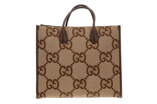 Gucci Jumbo GG Canvas Tote Bag with Web Strap