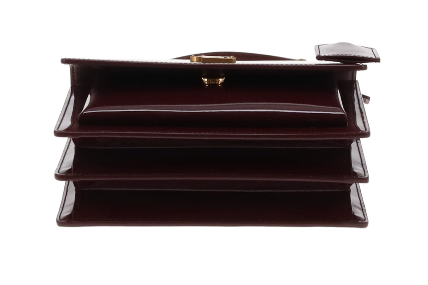 Saint Laurent Small Sunset Dark Red Wine Patent Leather