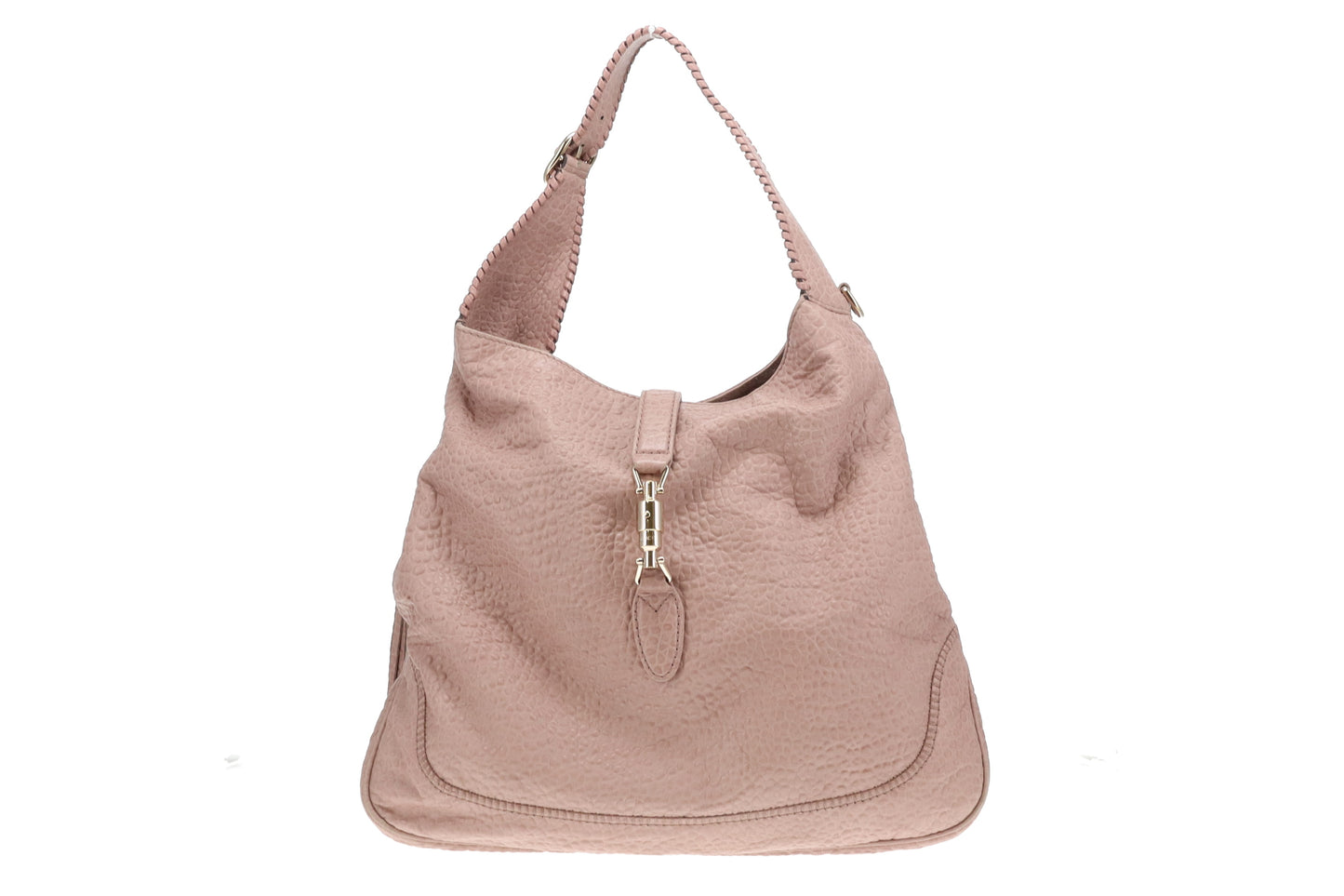 Gucci Pale Pink Textured Leather Large Jackie Vintage Indy Hobo