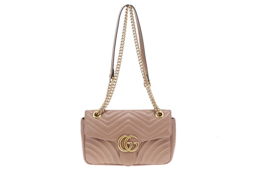 Gucci Taupe Leather Small Marmont Flap Bag