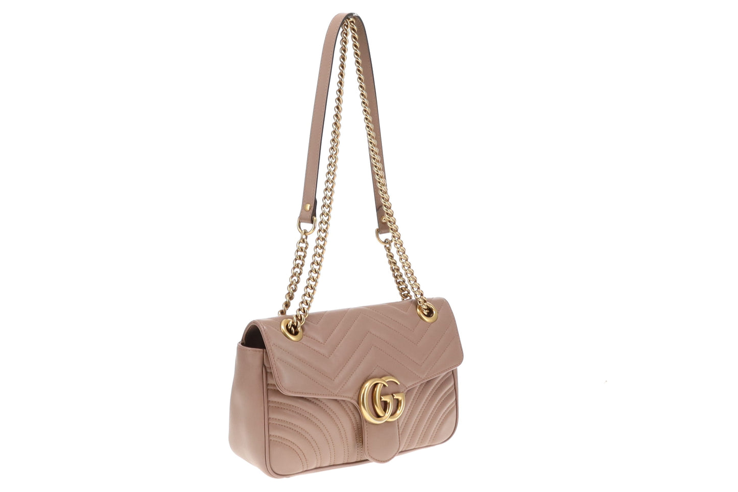 Gucci Taupe Leather Small Marmont Flap Bag