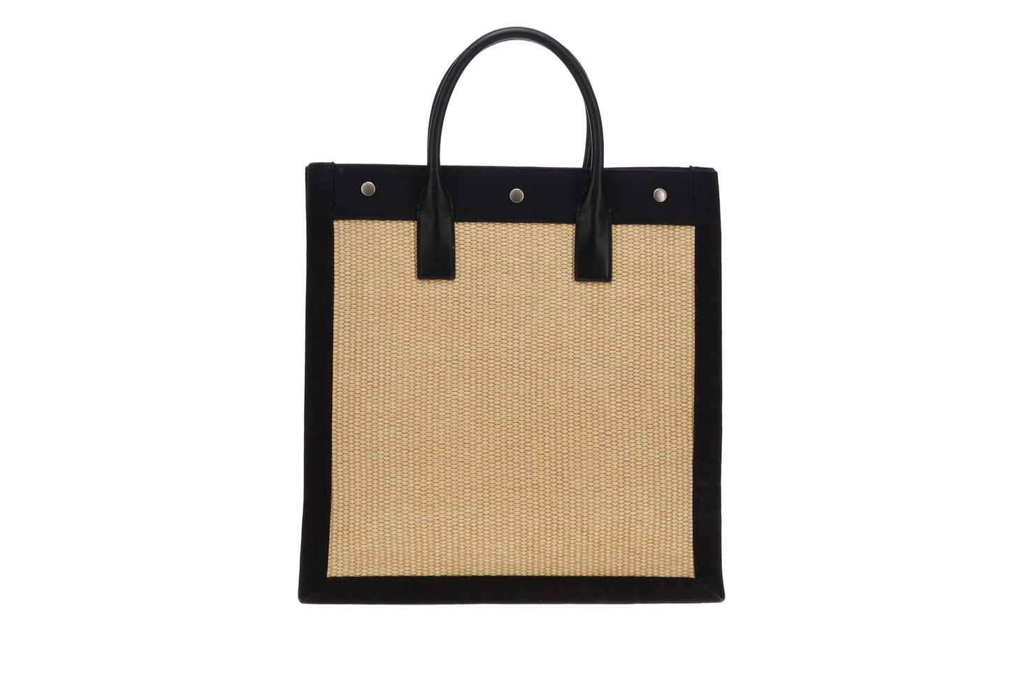 Saint Laurent Raffia and Leather Rive Gauche Vertical Tote