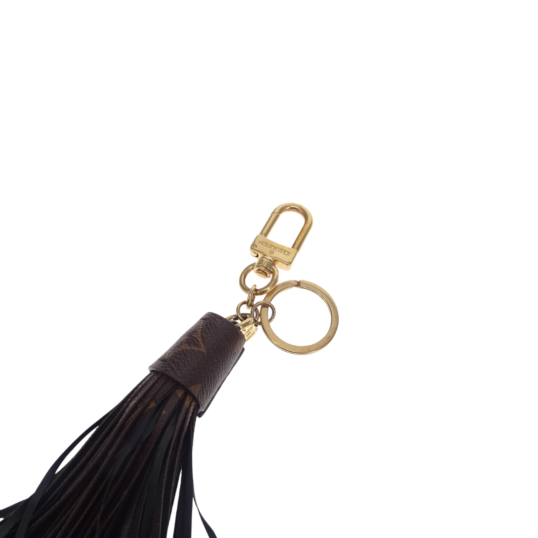 LOUIS VUITTON Monogram Tassel Bag Charm Keyring Red Gold Leather MP1768