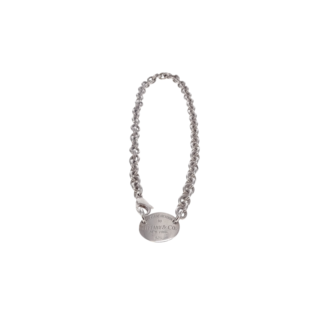 Tiffany & Co Sterling Silver RTT Oval Tag Choker