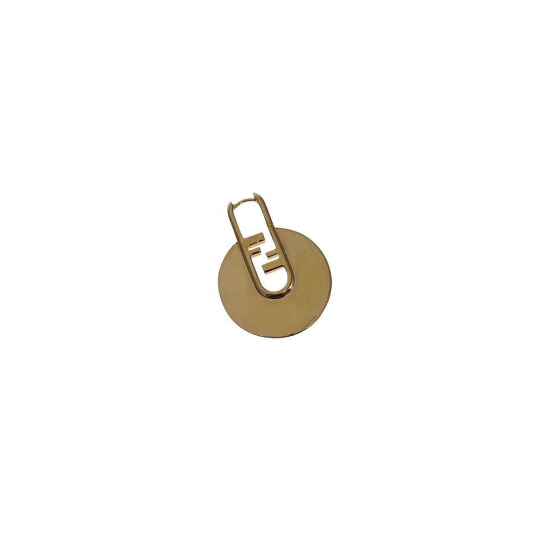 Fendi O'Lock Circular Single Earring Gold Tone Metal