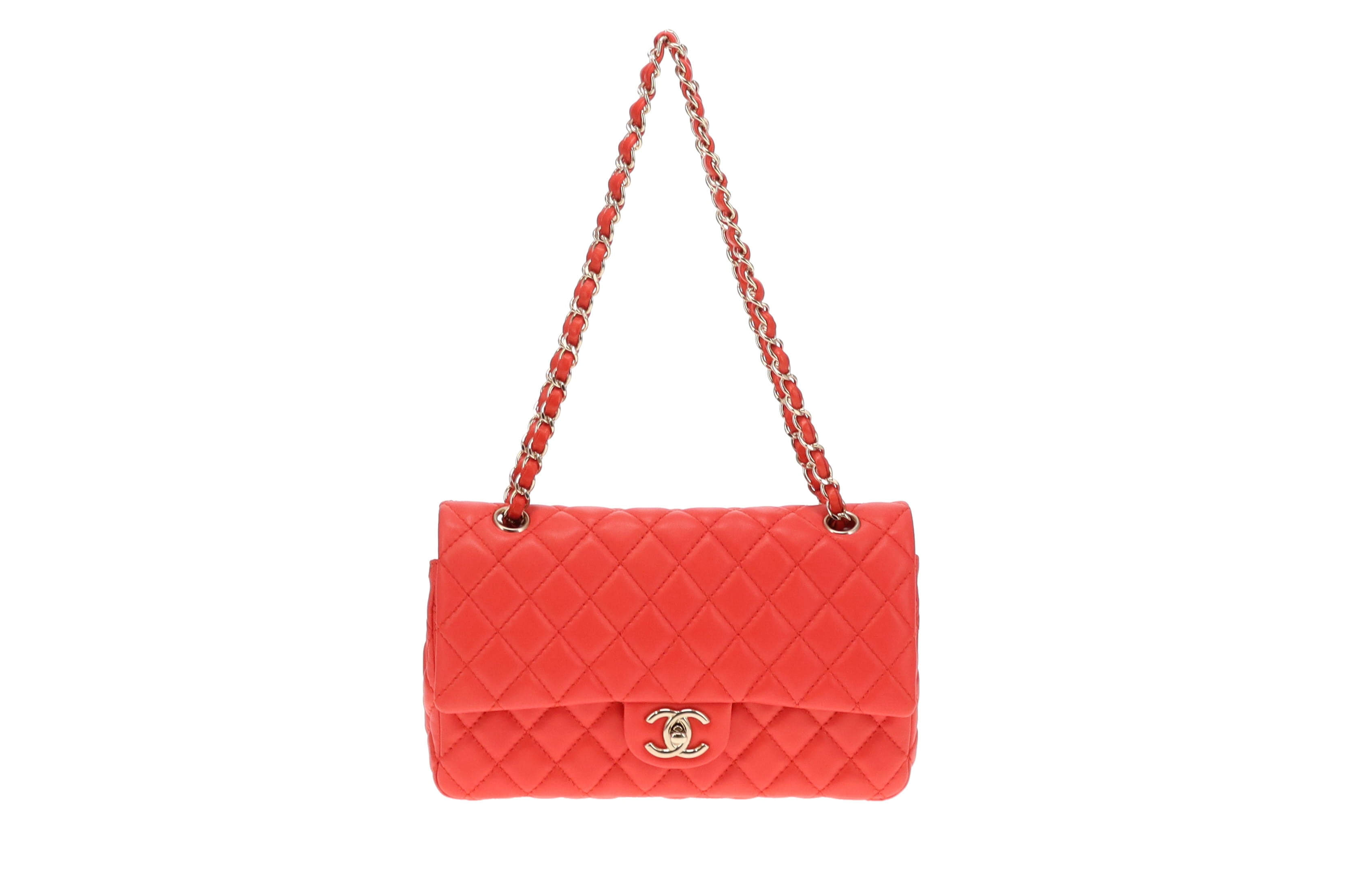 Red chanel classic flap sale