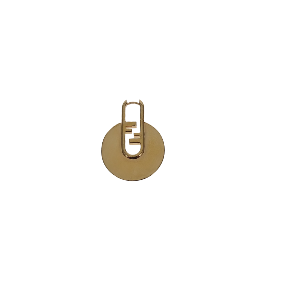 Fendi O'Lock Circular Single Earring Gold Tone Metal