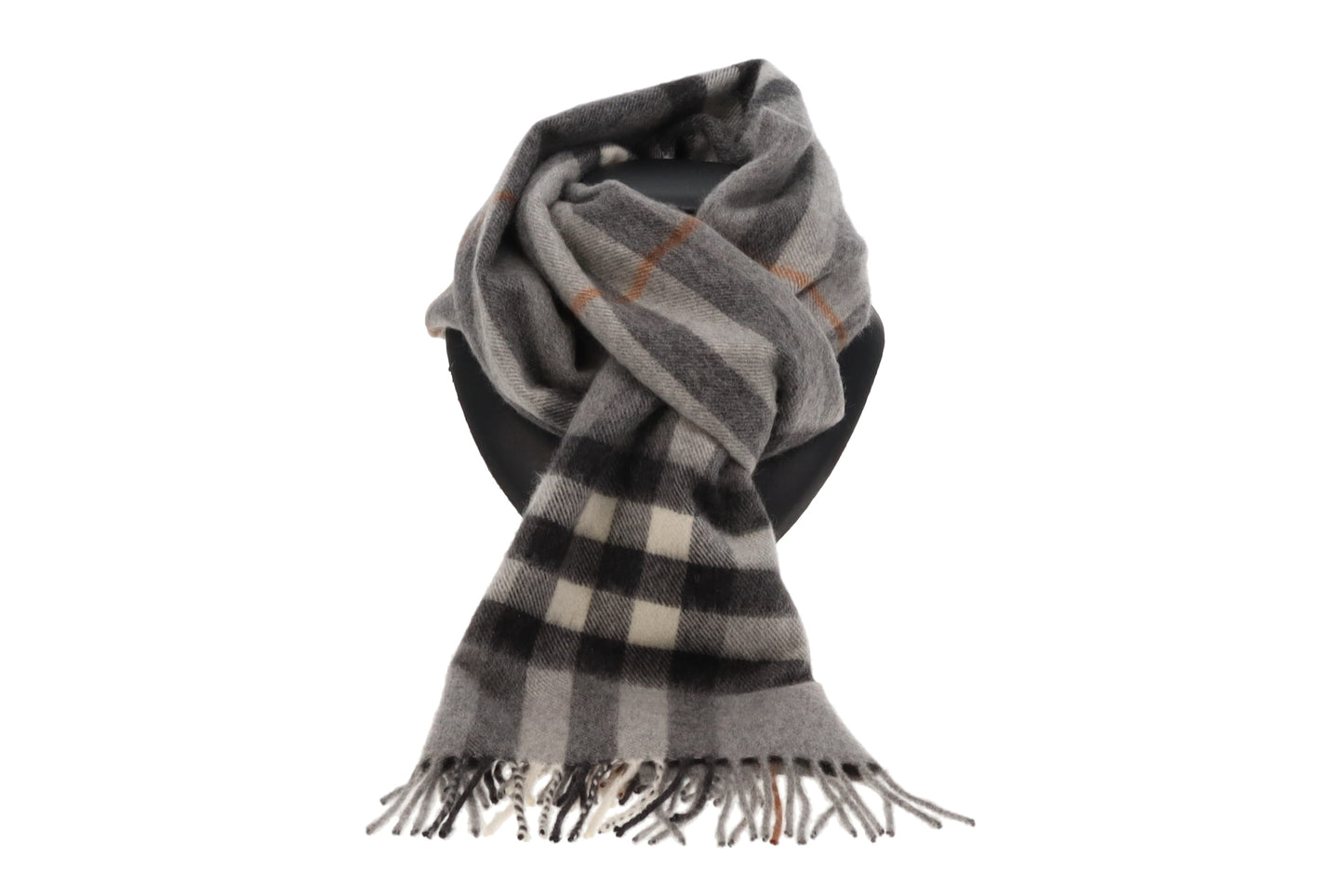 Burberry 100% Cashmere Grey Heritage Logo Scarf