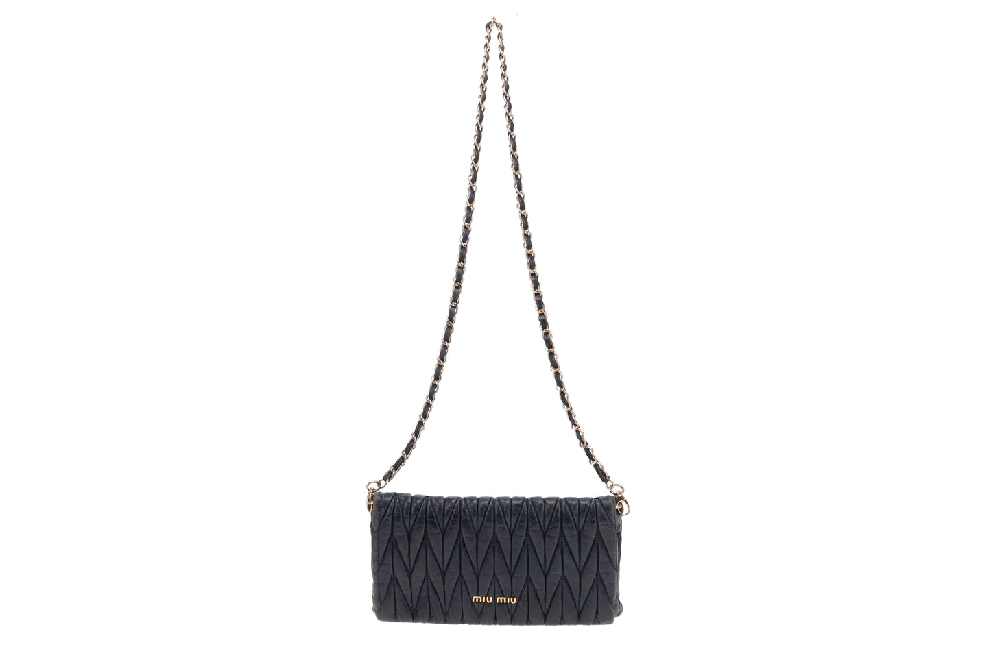 Miu Miu Matelasse Navy Blue Clutch On Chain