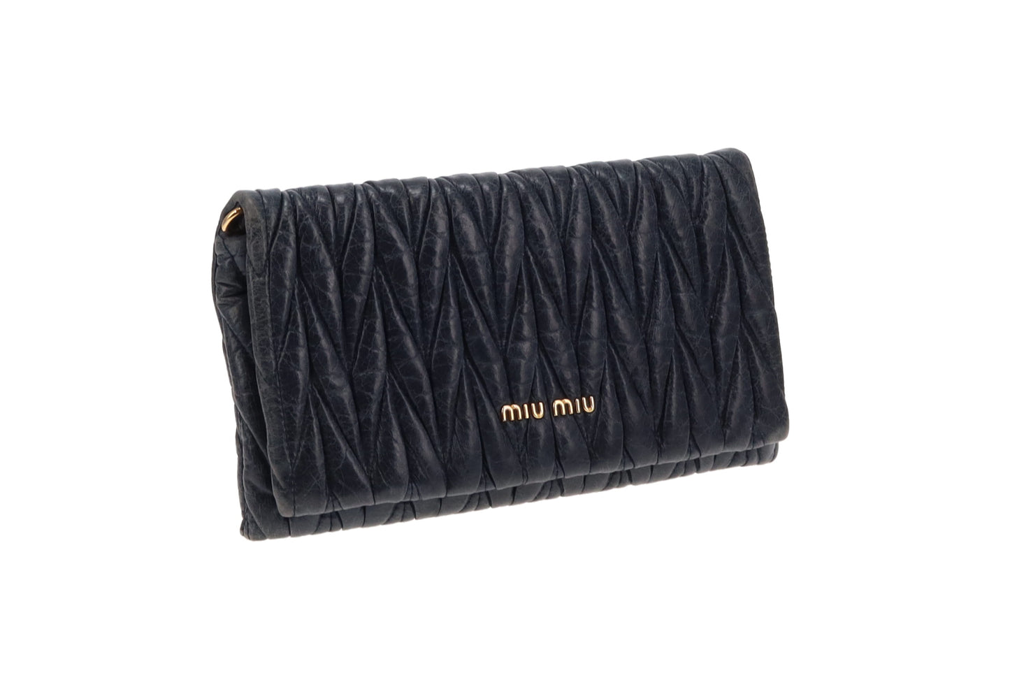 Miu Miu Matelasse Navy Blue Clutch On Chain