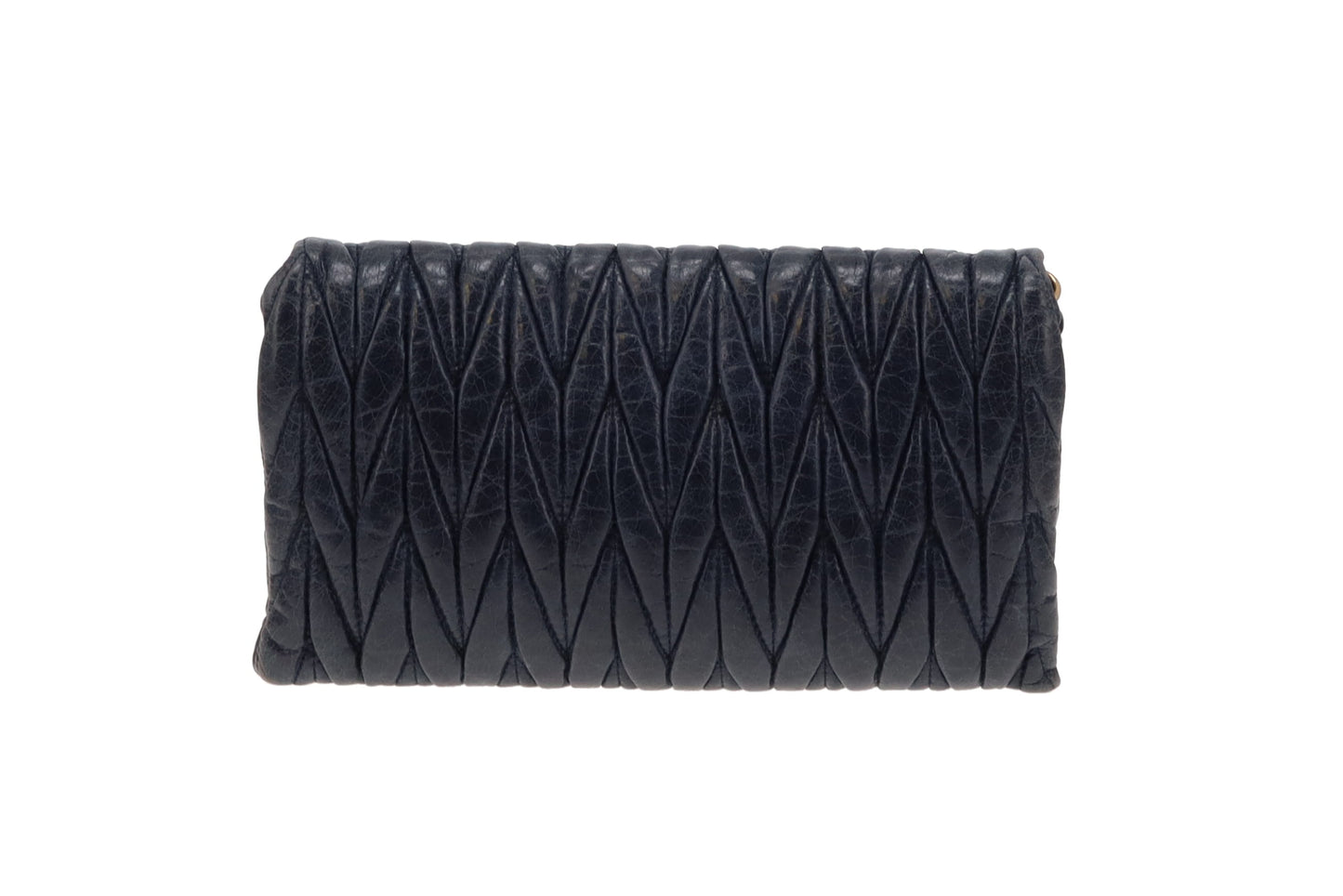 Miu Miu Matelasse Navy Blue Clutch On Chain