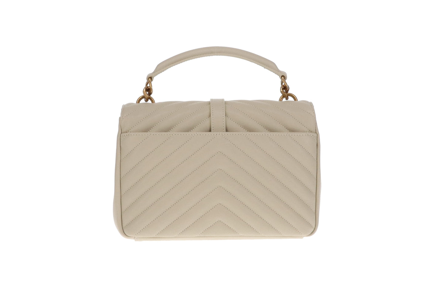 Saint Laurent College Bag Medium Blanc Vintage With Gold Hardware