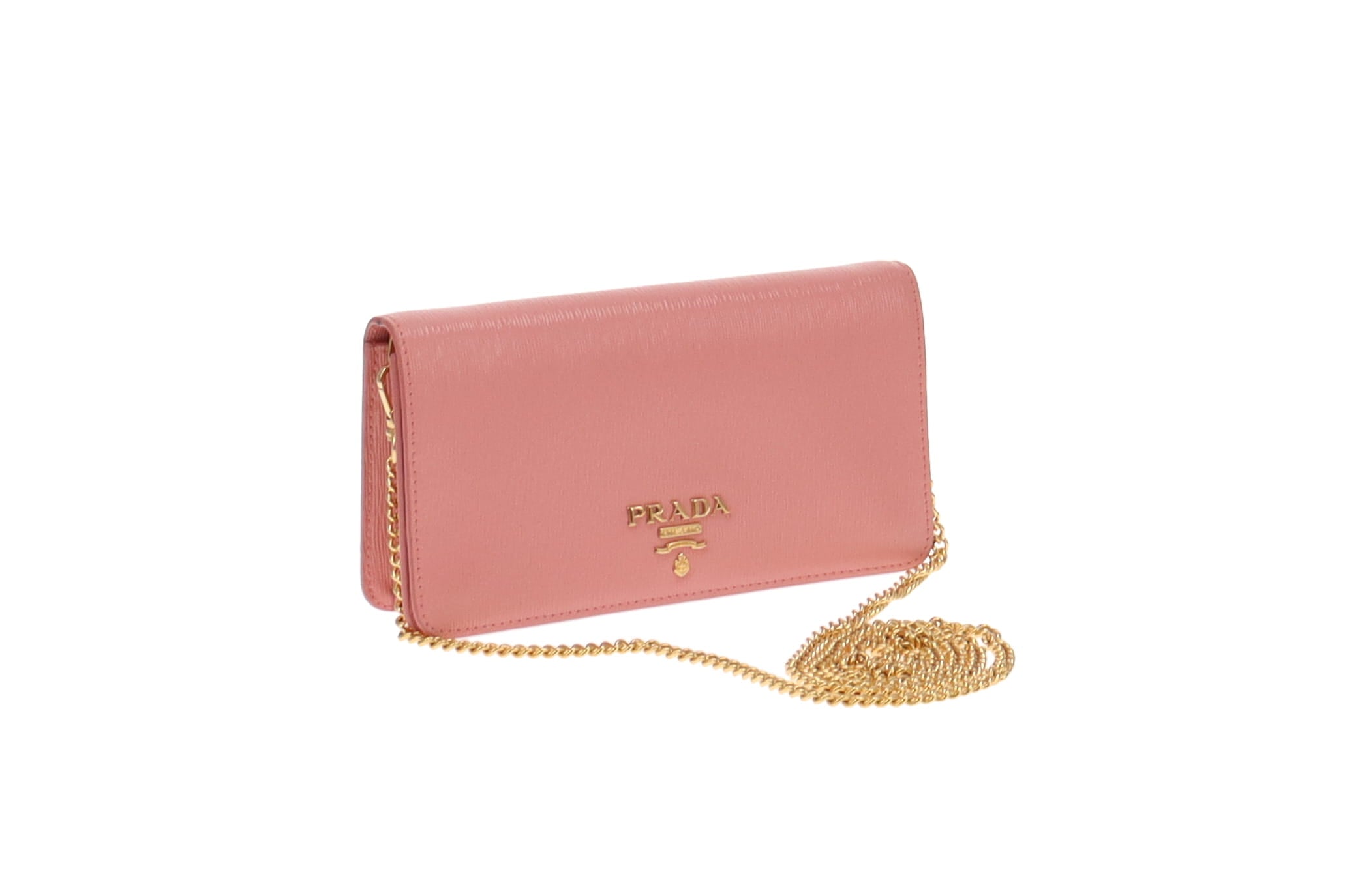 Prada saffiano lux wallet on online chain