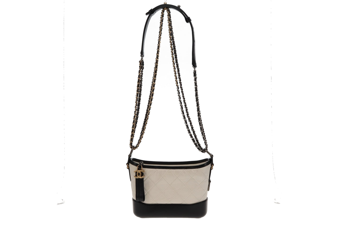 Chanel White/Black Small Gabrielle Hobo 2019