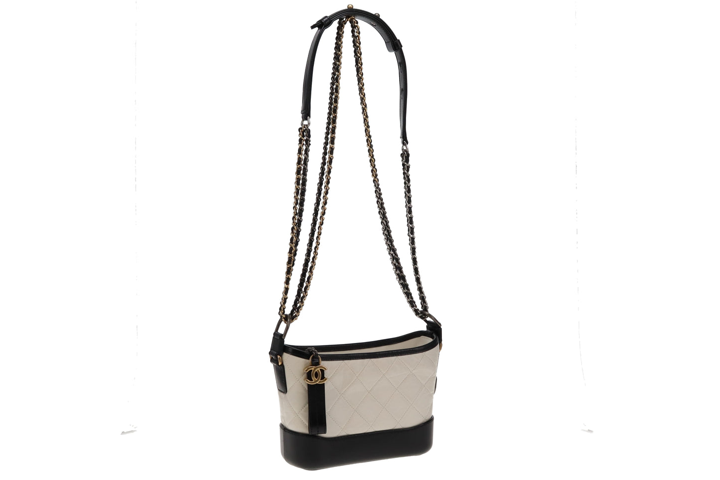 Chanel White/Black Small Gabrielle Hobo 2019