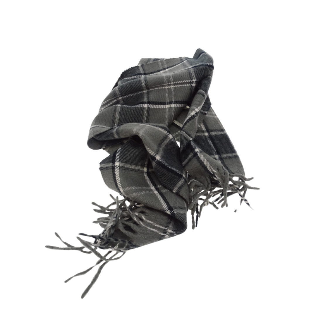 Burberry Charcoal Grey/Black 100% Wool Vintage Scarf