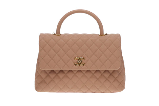 Chanel Caviar Coco Handle Large Beige 25 Series