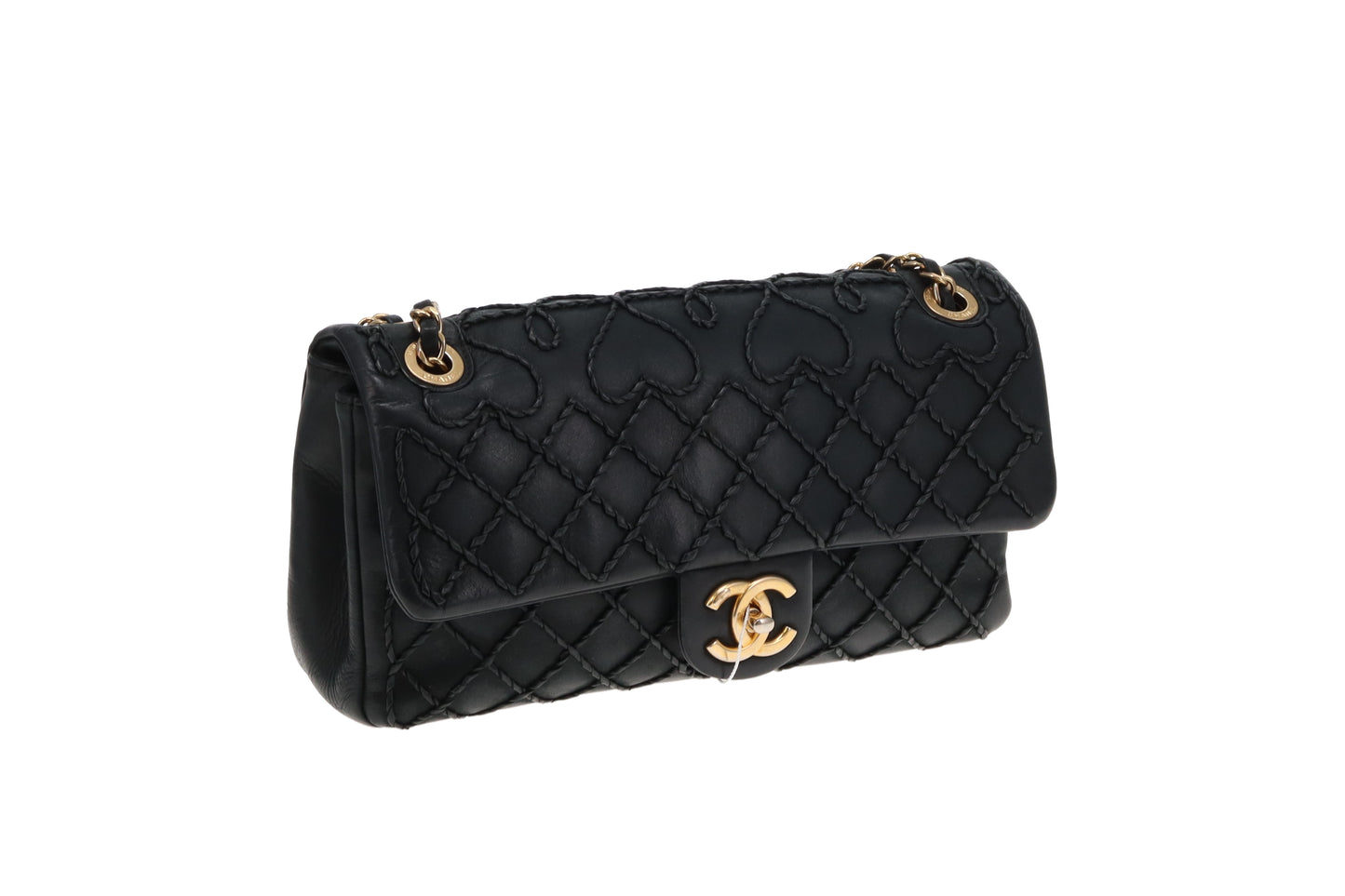 Chanel Black Calfskin Ultra Stitch Heart Flap