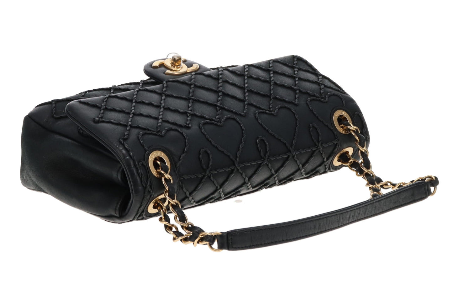 Chanel Black Calfskin Ultra Stitch Heart Flap