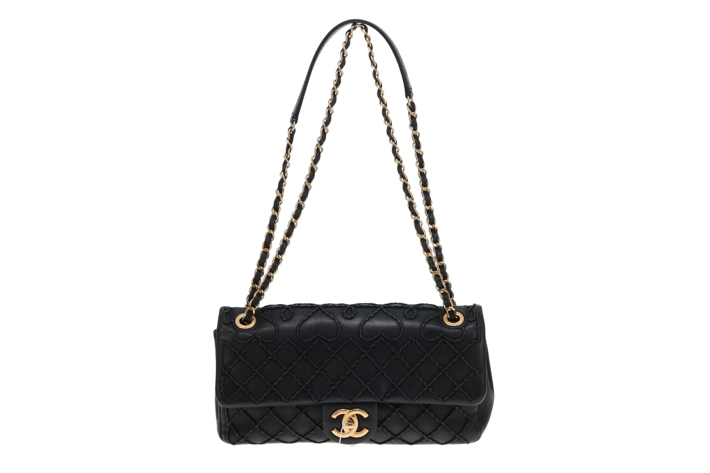 Chanel Black Calfskin Ultra Stitch Heart Flap