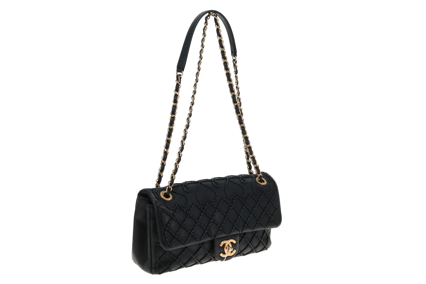 Chanel Black Calfskin Ultra Stitch Heart Flap