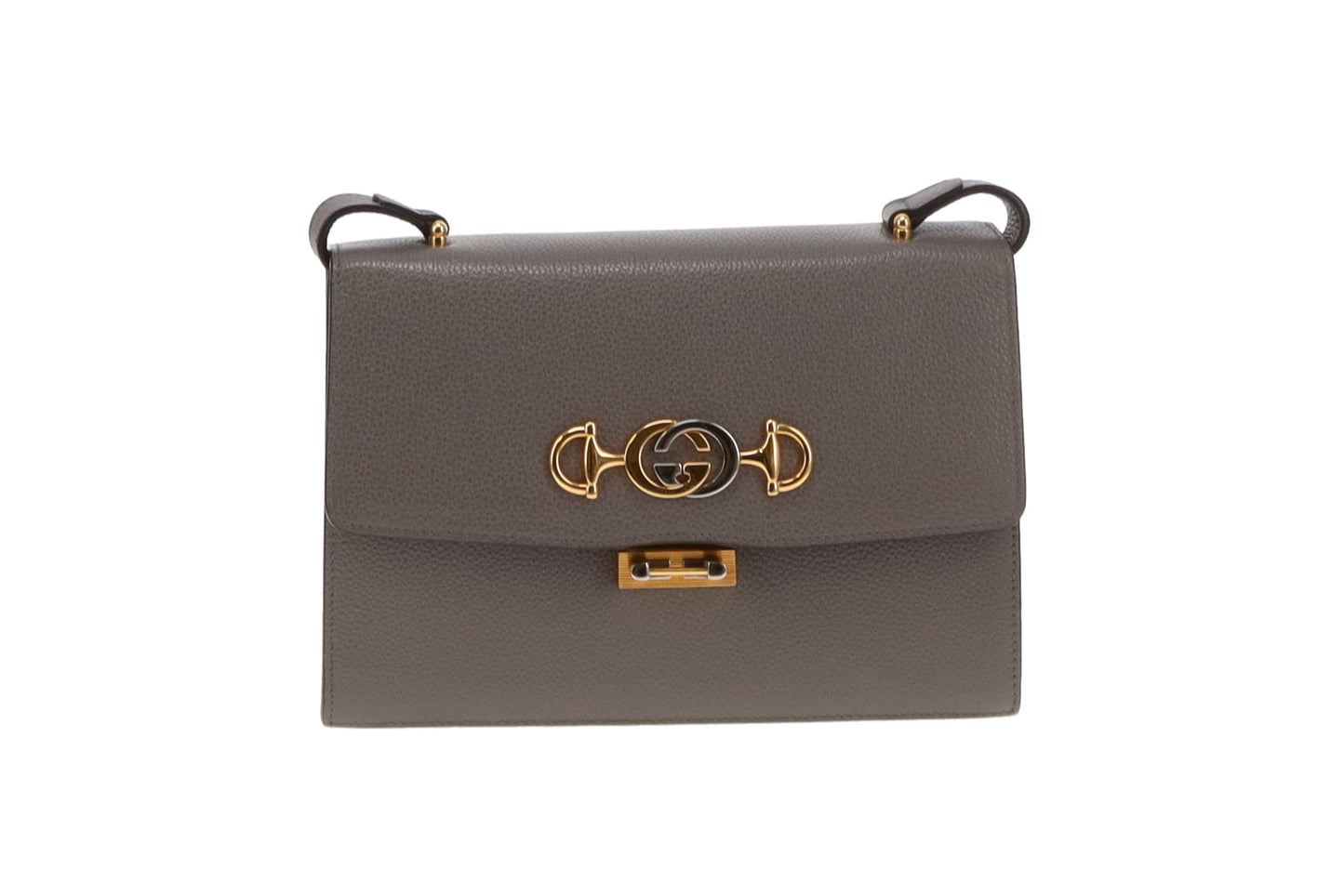 Gucci Grey Leather Zumi Flap Shoulder Bag