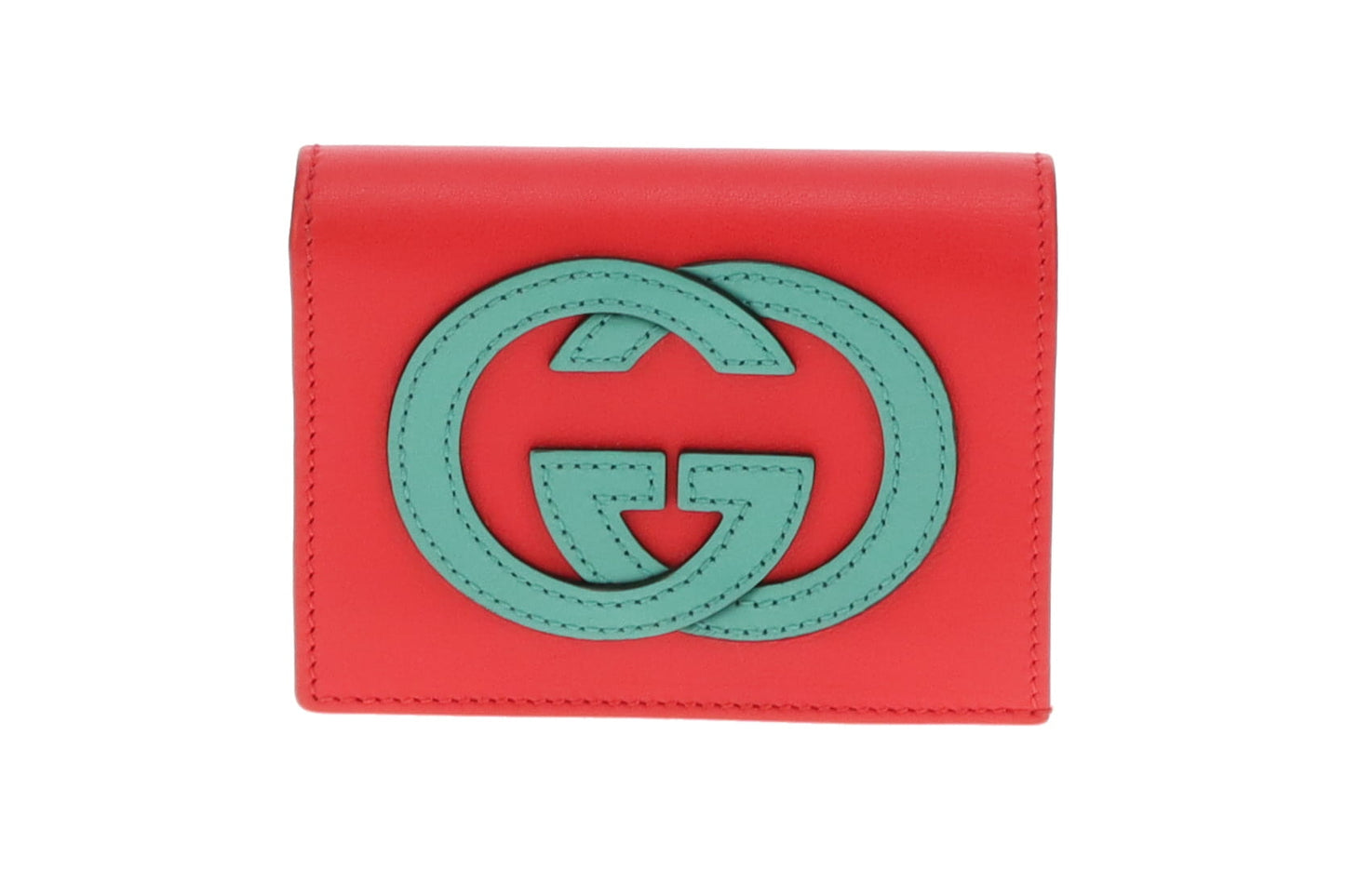 Gucci Red/Green Calfskin Interlocking G Card Holder Case