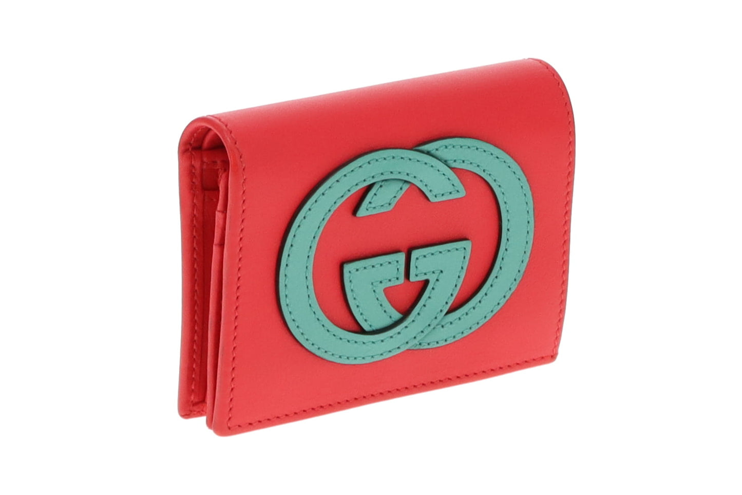 Gucci Red/Green Calfskin Interlocking G Card Holder Case