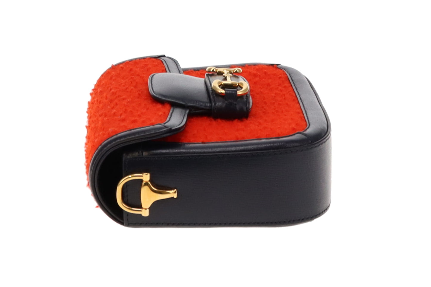 Gucci Horsebit 1955 Red Wool & Navy Leather Mini