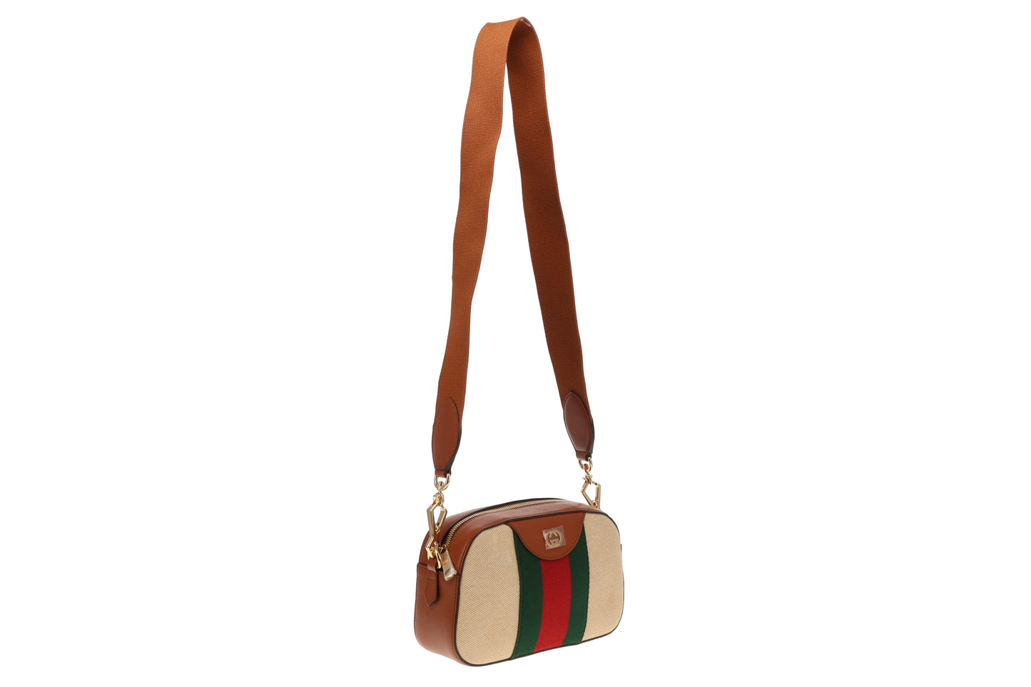 Gucci Beige Canvas Web Shoulder Bag