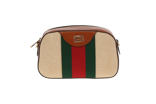 Gucci Beige Canvas Web Shoulder Bag