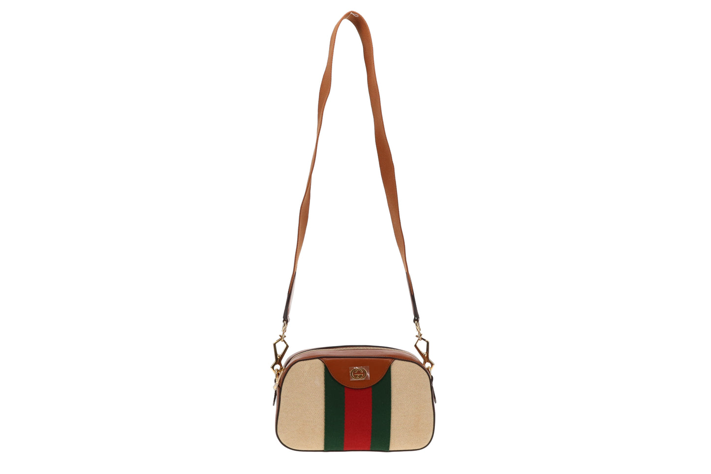 Gucci Beige Canvas Web Shoulder Bag