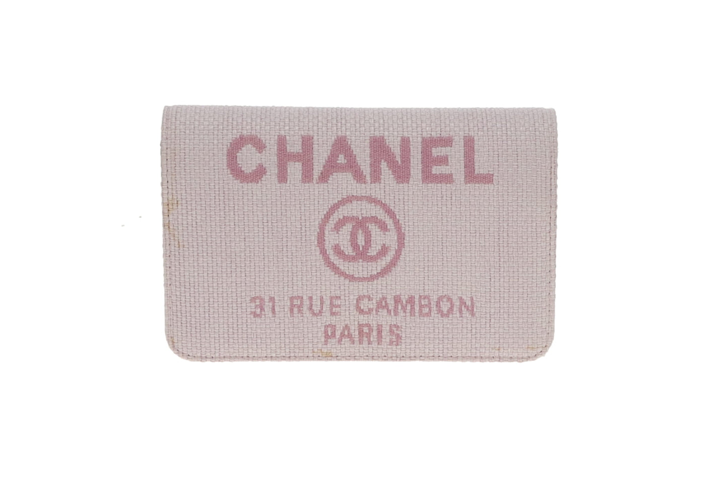 Chanel Deauville Wallet On Chain WOC Pink Canvas Silver Hardware