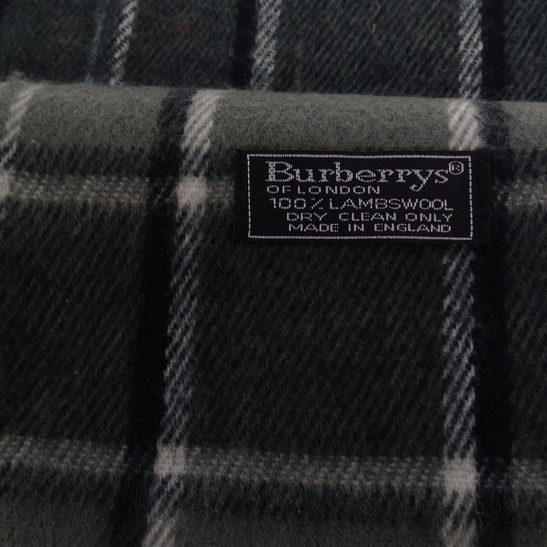 Burberry Charcoal Grey/Black 100% Wool Vintage Scarf