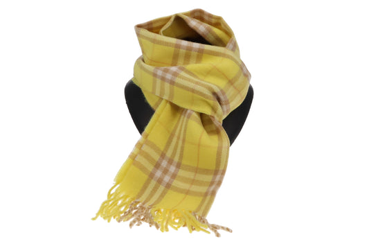 Burberry Lemon Yellow Check 100% Wool Vintage Scarf