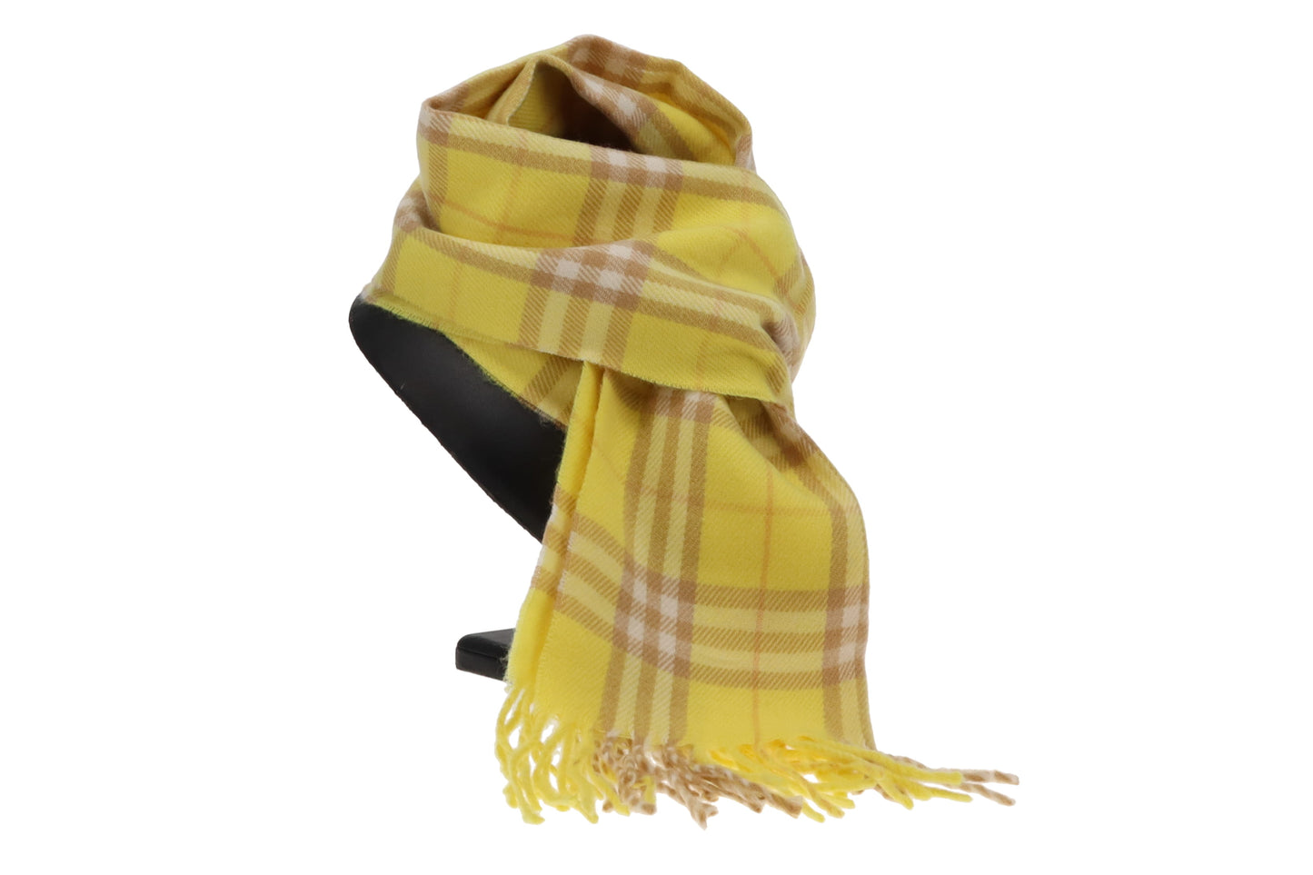 Burberry Lemon Yellow Check 100% Wool Vintage Scarf