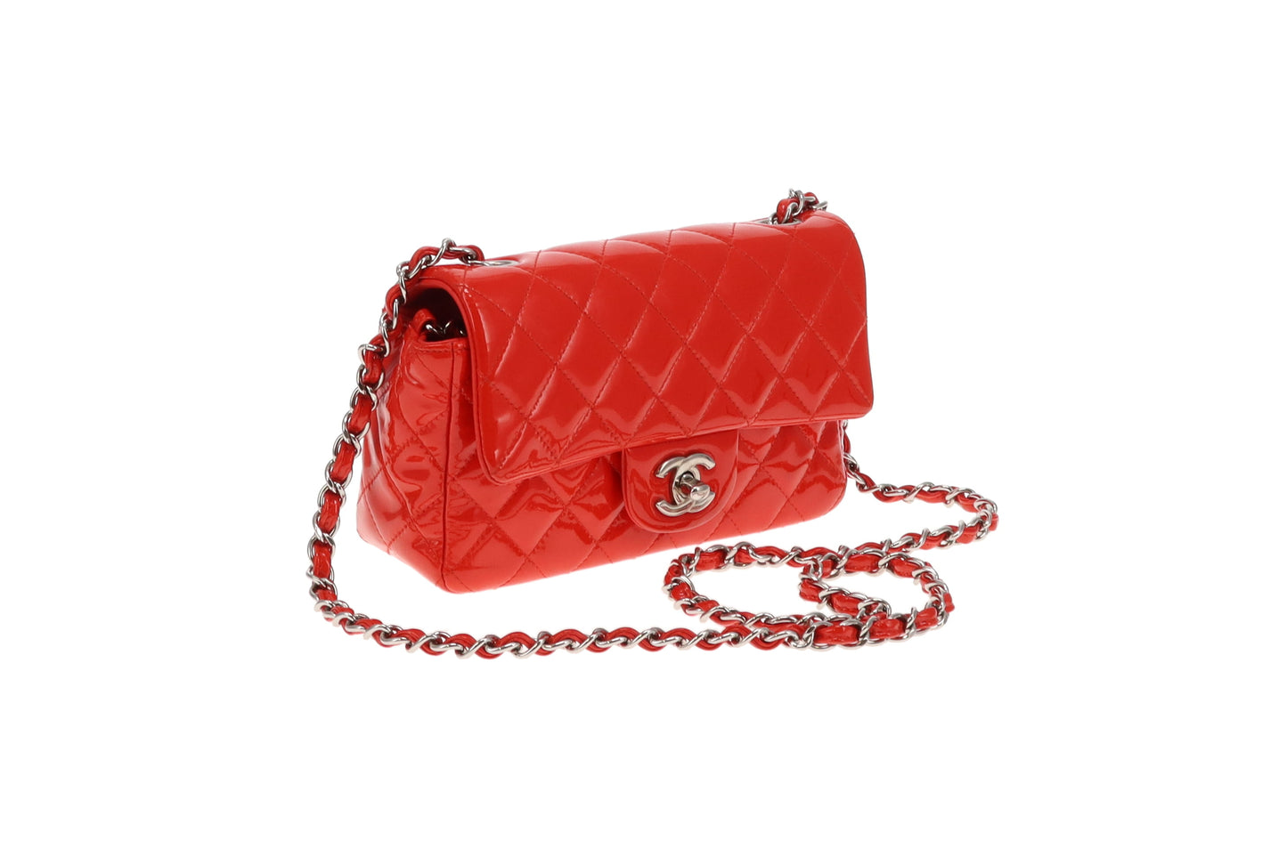 Chanel Red Patent SHW Mini Rectangle Flap 2011/12