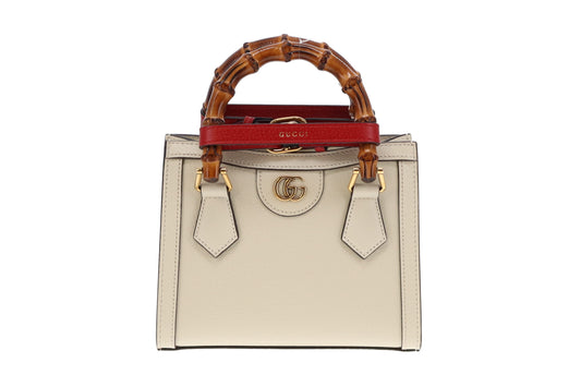 Gucci White Leather Mini Diana Tote Bag
