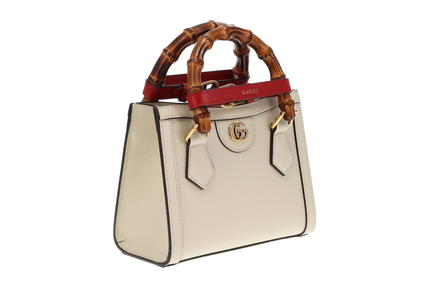 Gucci White Leather Mini Diana Tote Bag