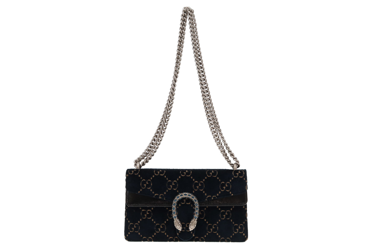 Gucci Blue GG Velvet Small Dionysus Shoulder Bag