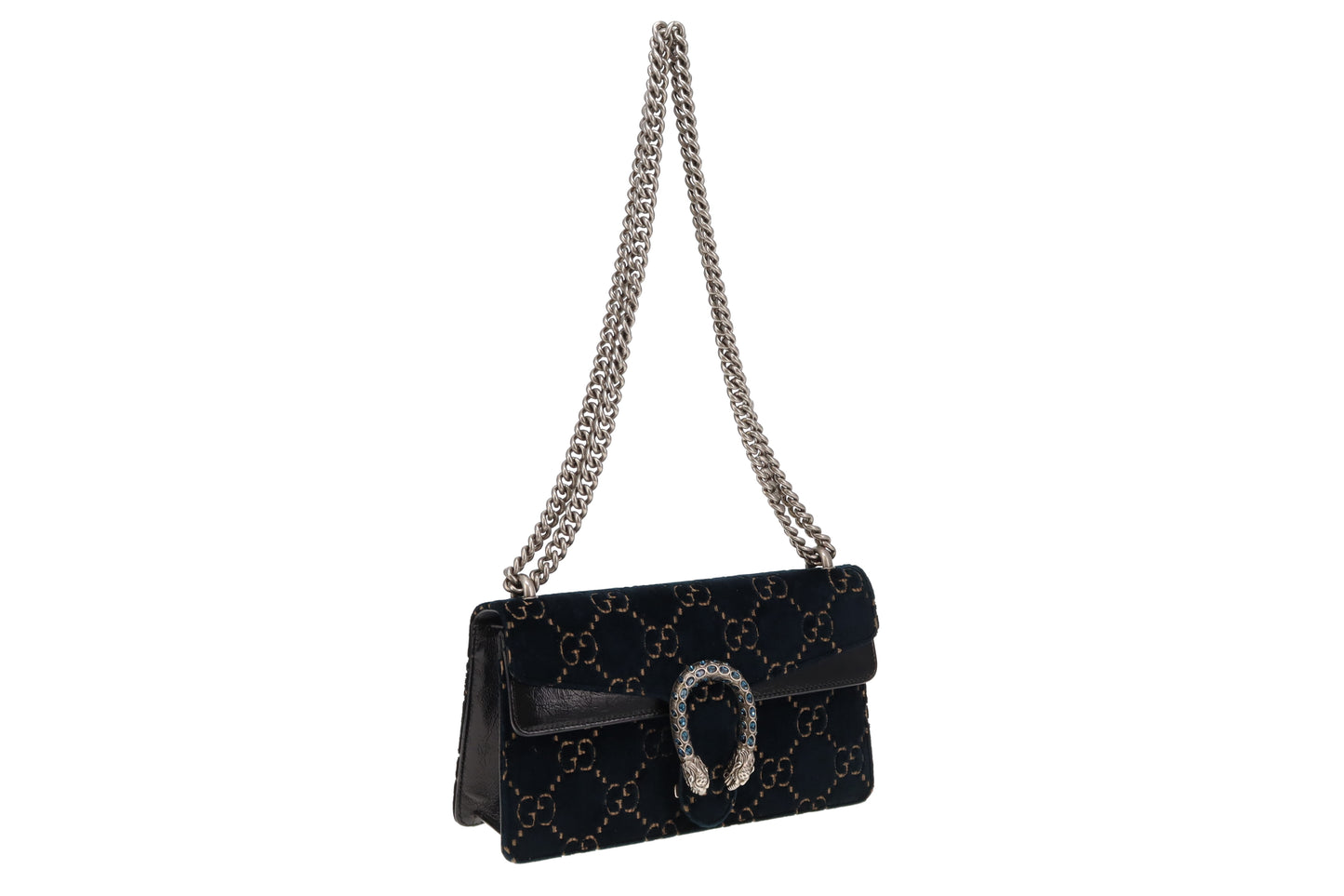 Gucci Blue GG Velvet Small Dionysus Shoulder Bag