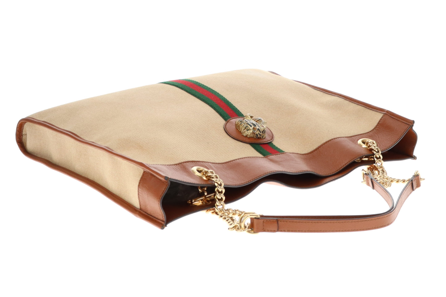 Gucci Canvas and Tan Leather Rajah Tote Bag with Pochette